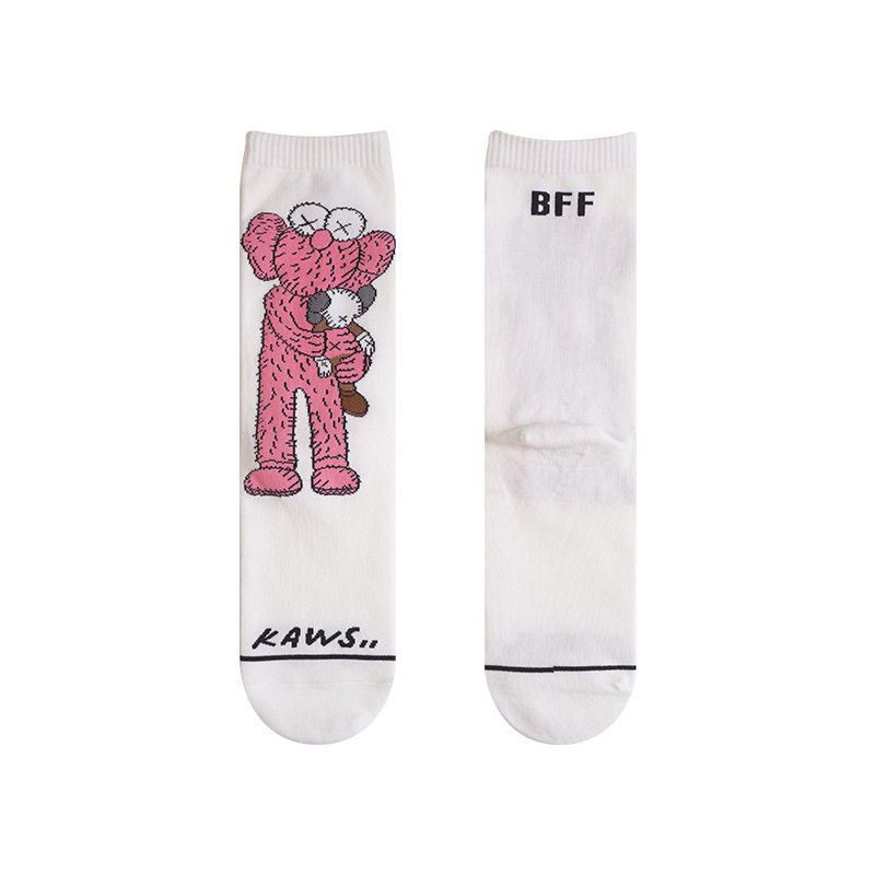 DAMAHOOV Spring KAWS Street Graffiti Personality Joint Cotton Socks Crew Socks For Men Women